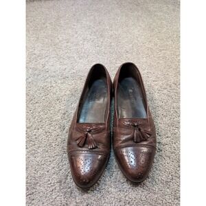 Adolfo Mens Brown Leather Tassel Loafers Wingtip Brogue Made in Italy 9.5 M